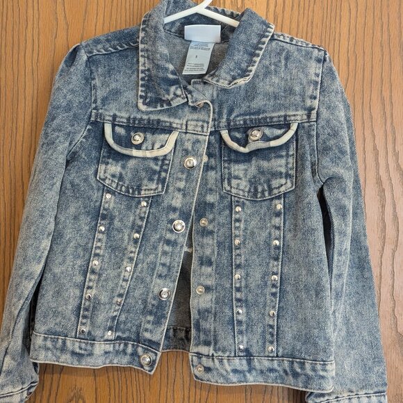 Little Lass Other - Little‎ Lass Studded Bling Heart Snap Denim Jean Jacket-Girls 5